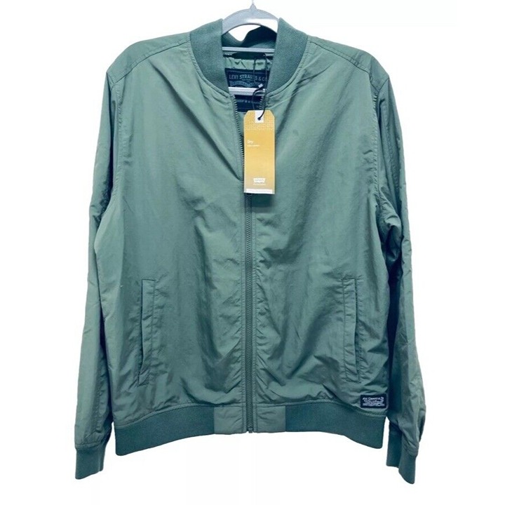 Levi's Original Bomber Jacket Men's Size M Green Full Zip Long Sleeve New