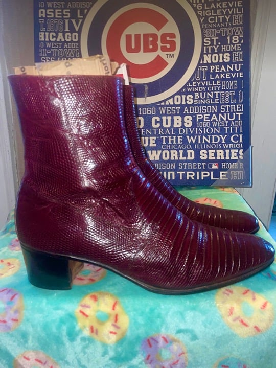 Mauri Burgundy Lizard Boots SZ 11.5