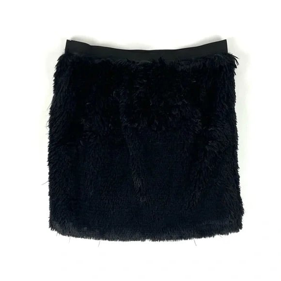 Petticoat Alley Black Faux Fur Banded Mini Skirt