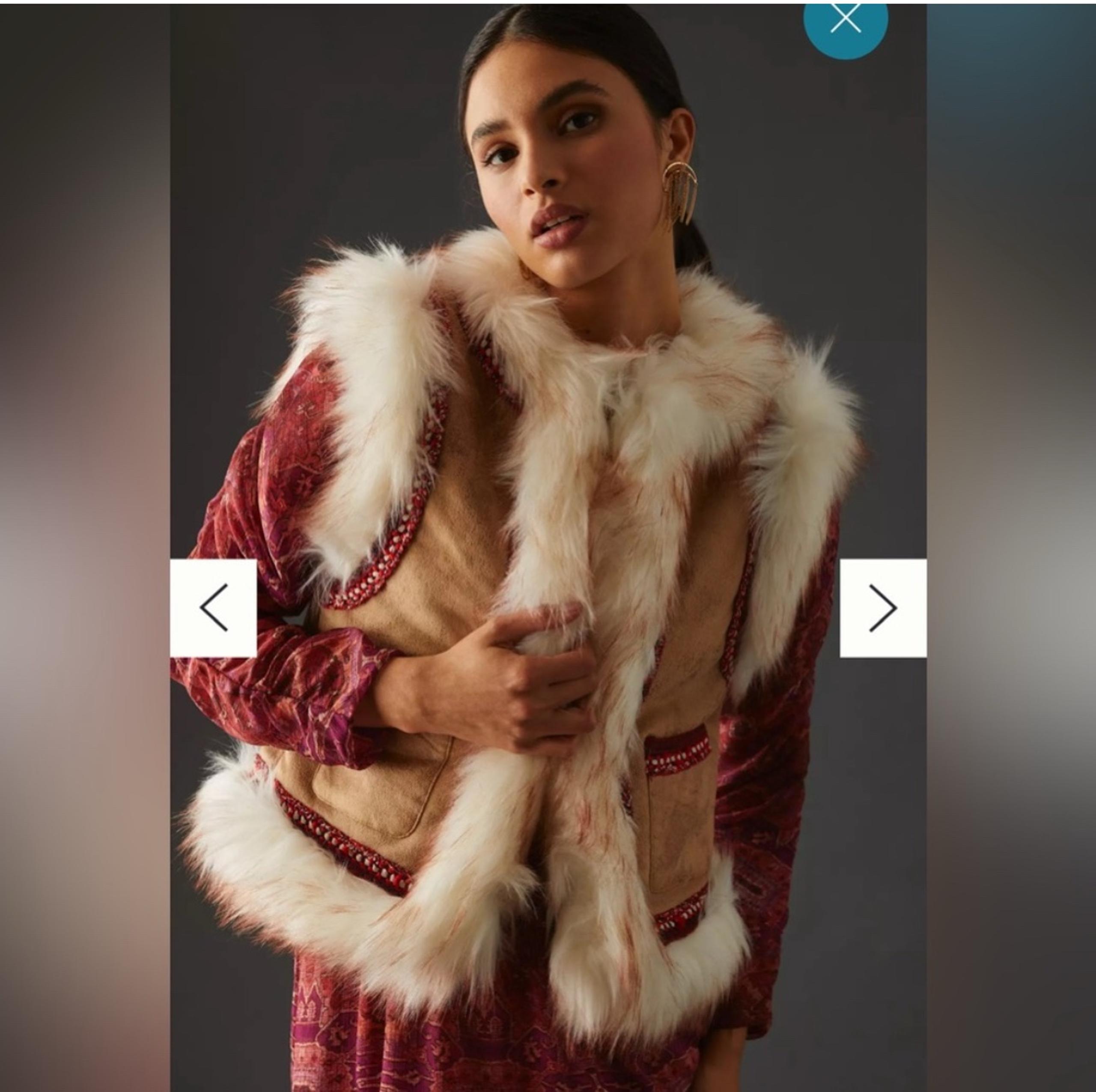 Anthropologie SCOTCH & SODA Amsterdam faux shearling vest embroidered size small