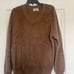 VTG Sweater Terry Cloth V Neck Mens Sweater Tan Brown Size L Virgin Zefran