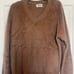 VTG Sweater Terry Cloth V Neck Mens Sweater Tan Brown Size L Virgin Zefran