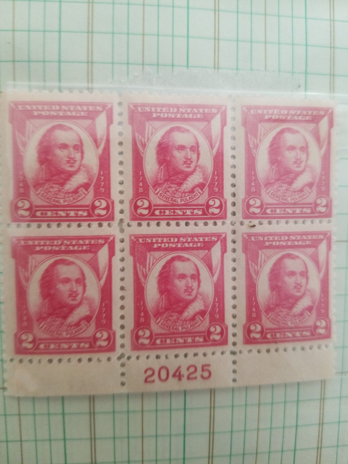 Plate Block #690 Casimir Pulaski stamps