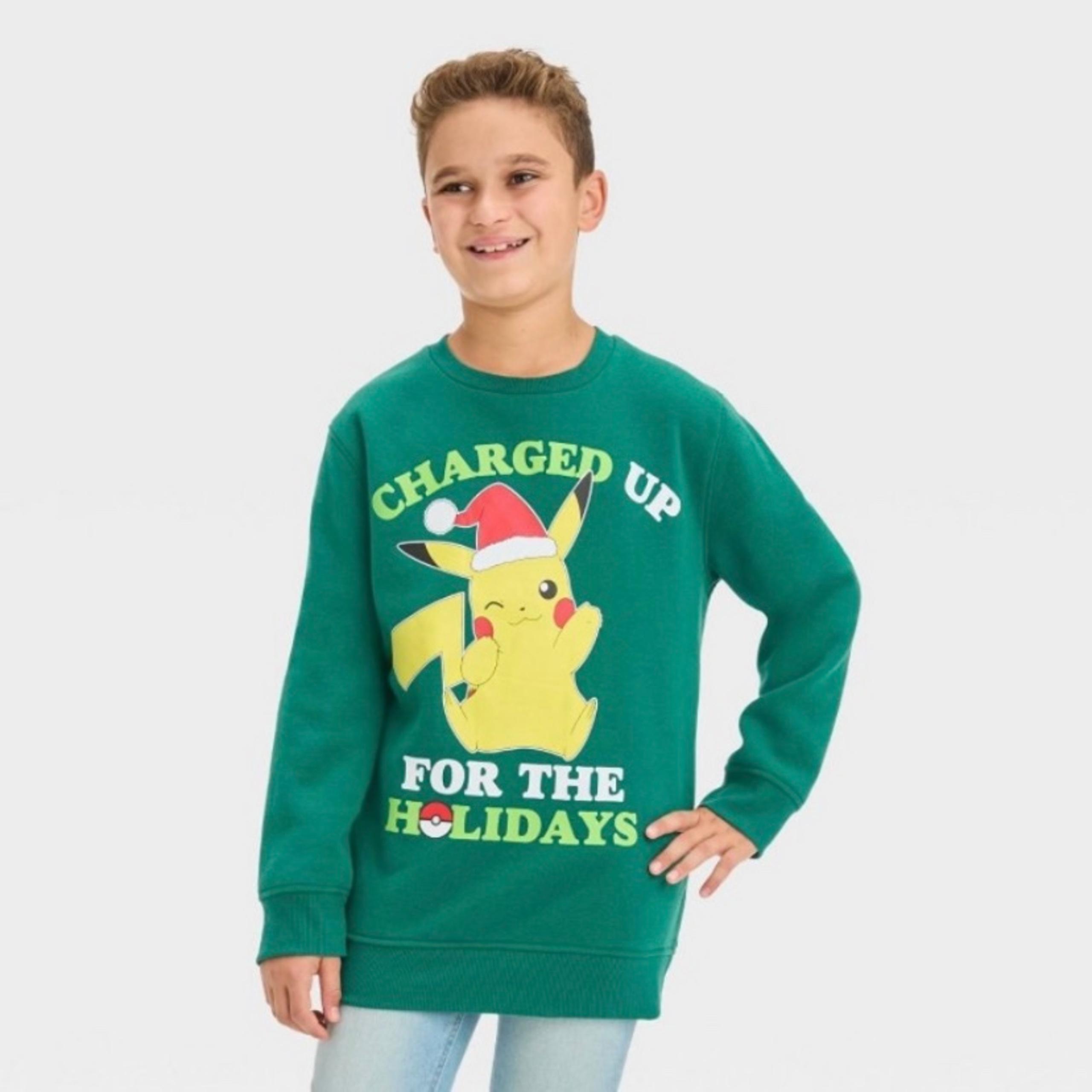 POKÉMON Boys’ Pikachu Holiday Sweatshirt