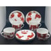 4 Vintage Fitz & Floyd FF Cinnabar Temple Dragon Porcelain Cups & Saucers 1975