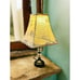 Table Lamp Black Metal & Clear Acrylic + Beige Shade w French Script Writing