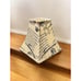 Table Lamp Black Metal & Clear Acrylic + Beige Shade w French Script Writing