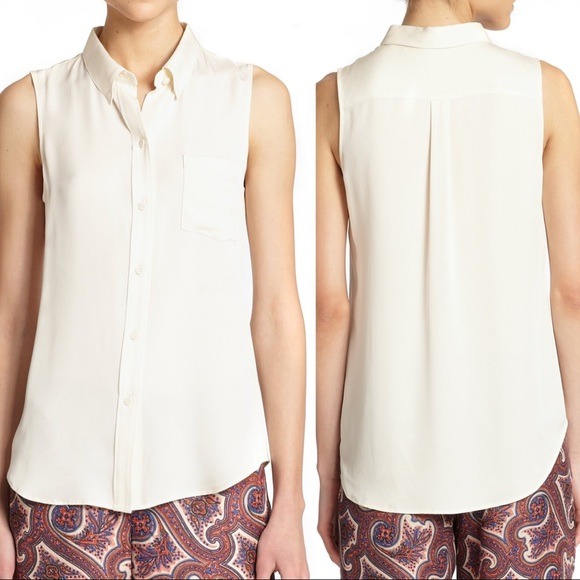 NWT Theory Yarine Linen Tank Top Ivory L