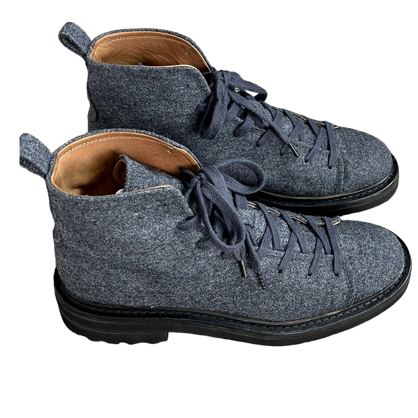 John Varvatos Essex Trooper Wool Felt Ankle Boots Mens 8.5 Grey Lace Combat