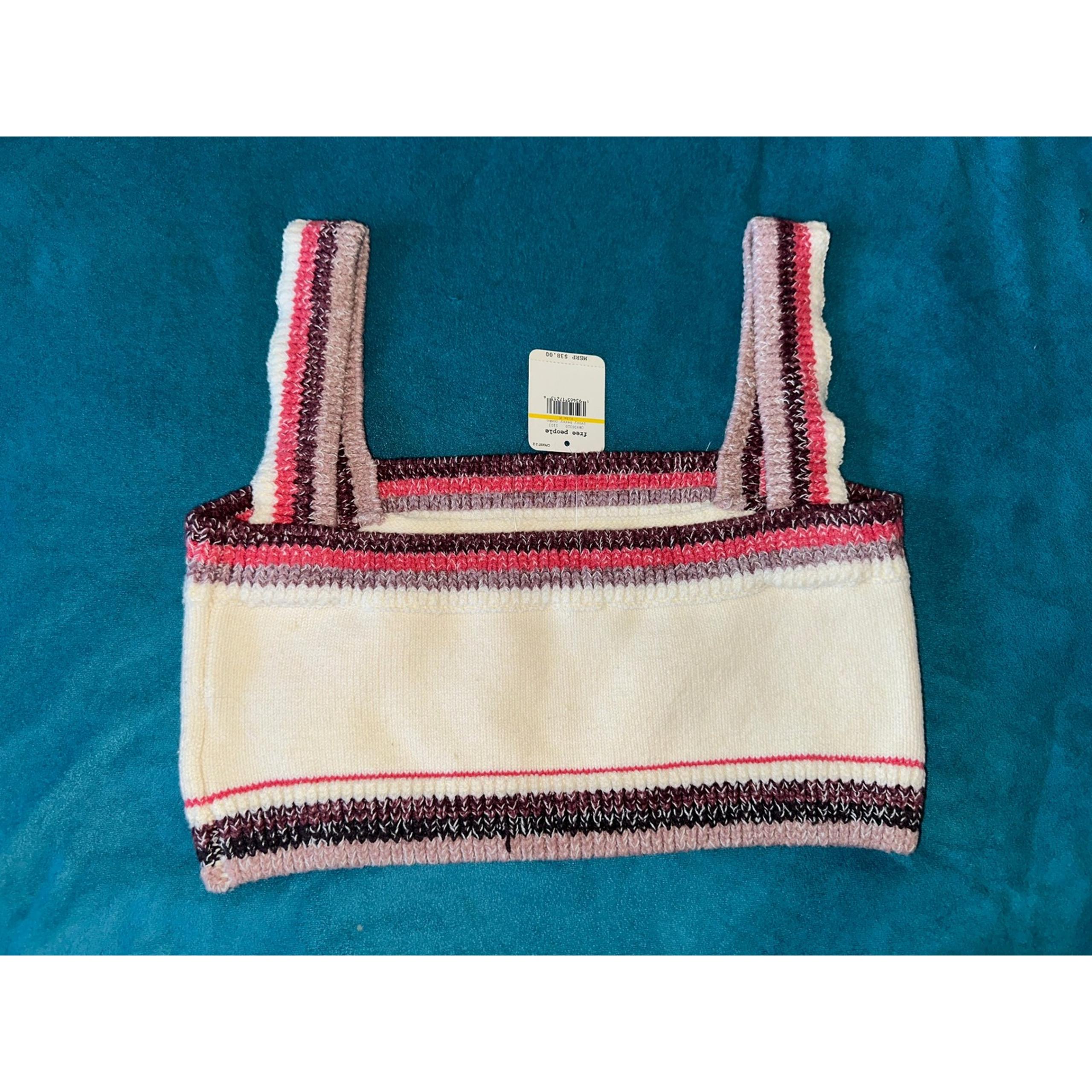 Free People Sweater Knit Crop Top Striped Sleeveless Casual Size Small