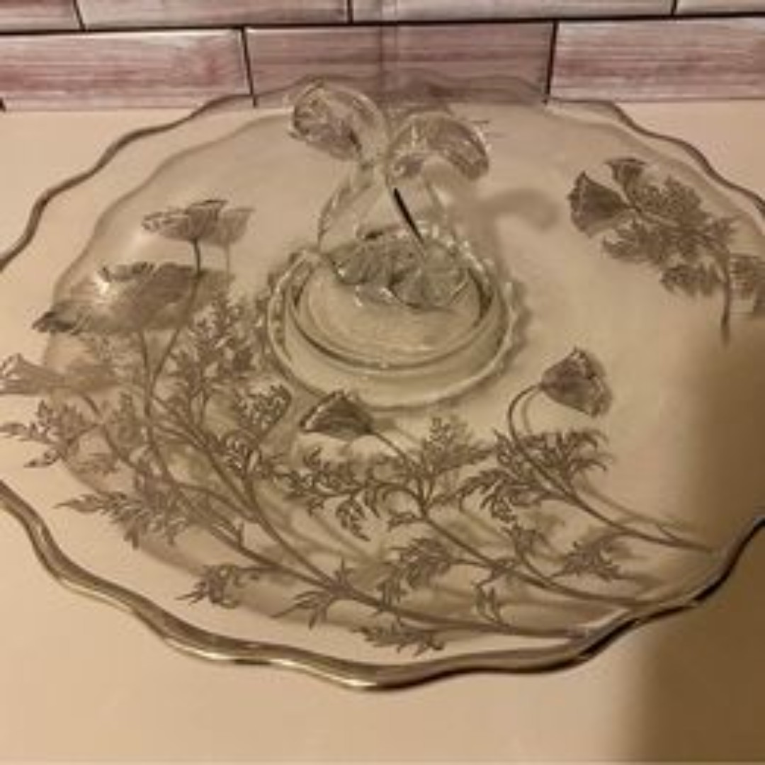 Silver Accented Service Platter 12” diameter [Item 022]