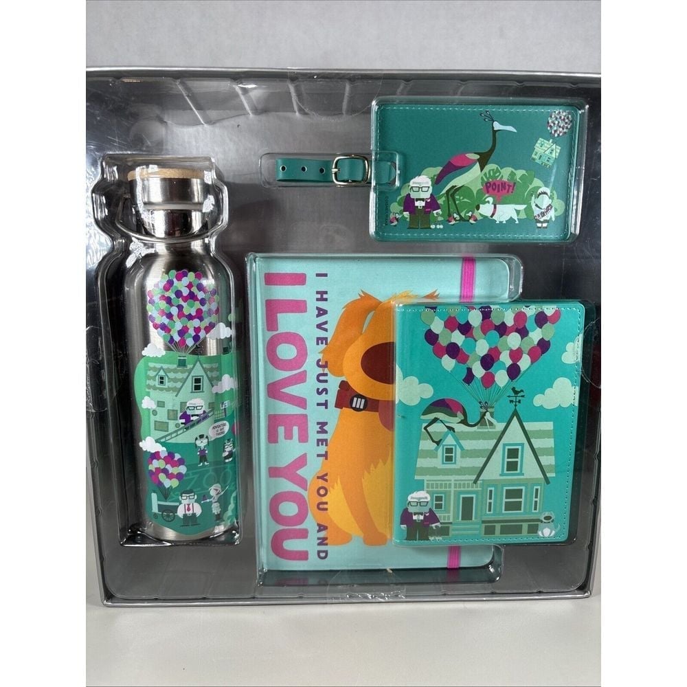 Disney Parks Pixar 'Up' Adventure Travel Set Journal Passport Luggage Bottle New