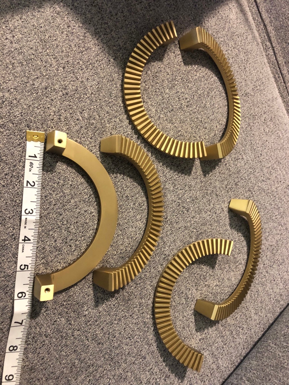 Solid brass semi circle pulls (3 sets)