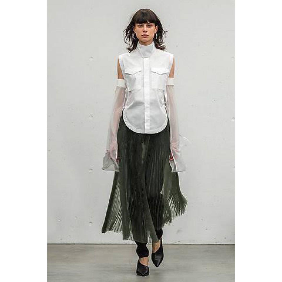 HYKE Pleated Long Skirt Tulle Green