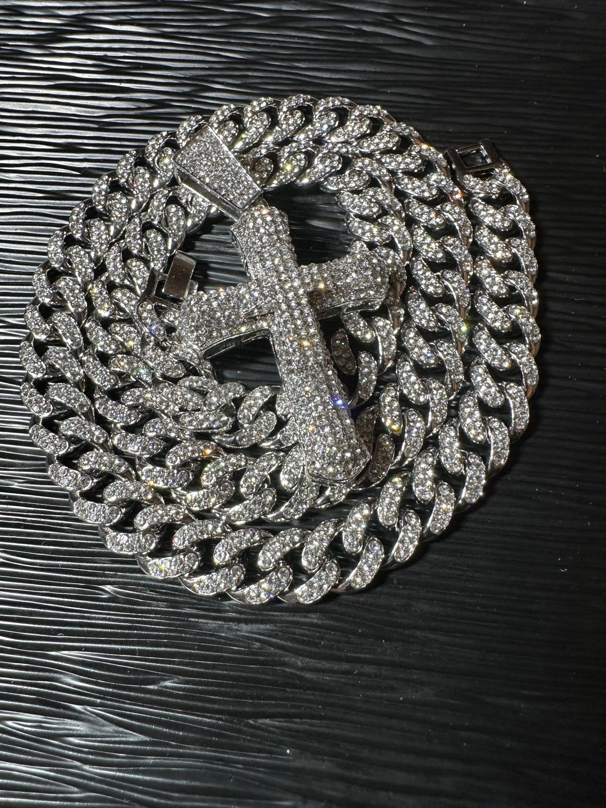 MEN 14K GOLD PLATED ICED OUT DIAMOND ICED OUT MIAMI CUBAN CHAIN PENDANT