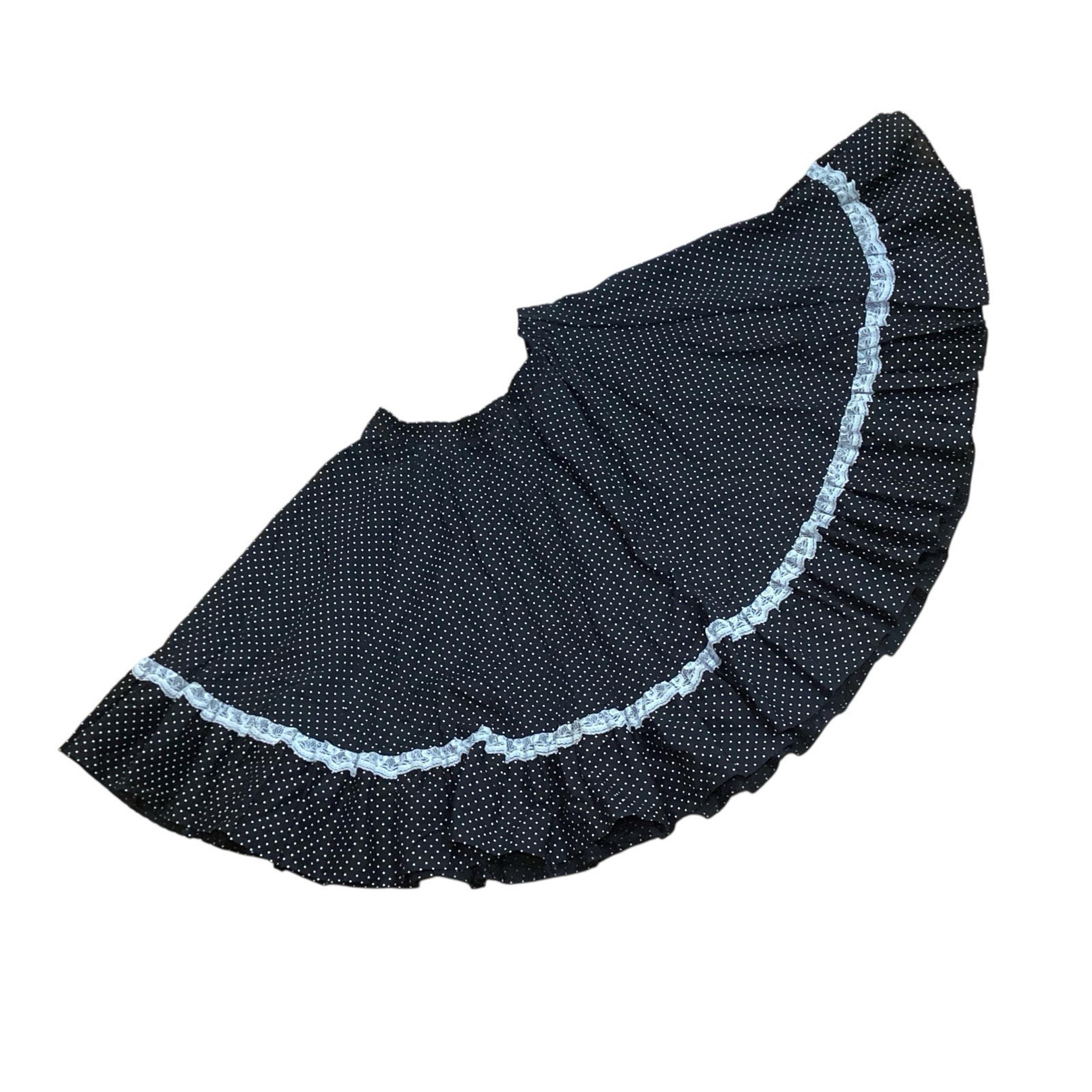 Vintage Partners Please! by Malco Modes Square Dance B&W Skirt sz M USA - EUC