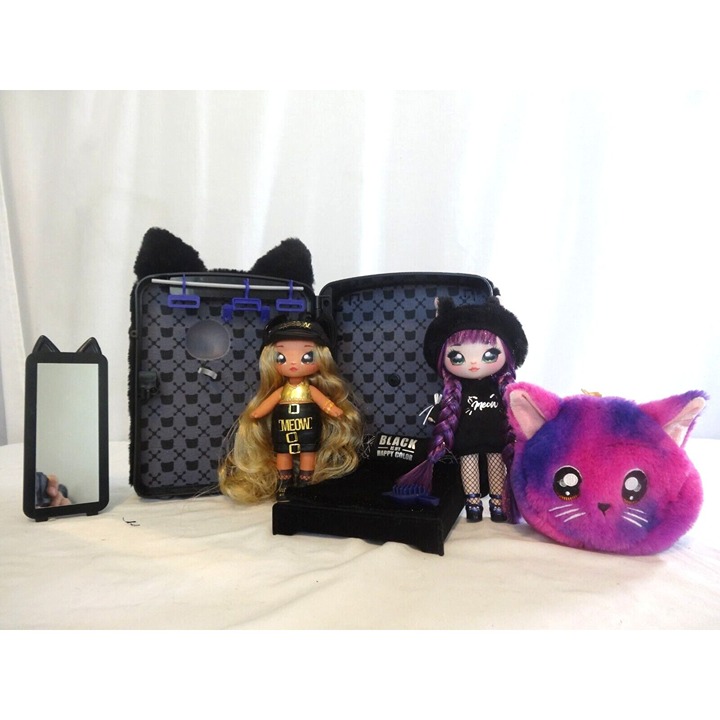 Na Na Na Surprise TUESDAY MEOW Backpack Bedroom Black Fur Cat Playset Purple +