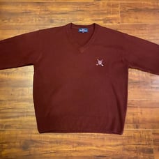 Vintage Polo Ralph lauren Rare Golf V-neck Maroon Cashmere Sweater mens sz Large