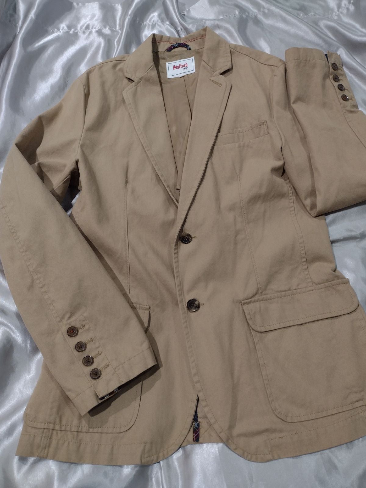 STAFFORD MEN'S CLASSIC FIT BROWN COTTON SPORT BLAZER COAT JACKET SZ S