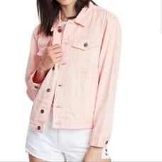 Neon Blonde Dreamer Distressed Denim Jacket Pink Quartz NWT Size Medium