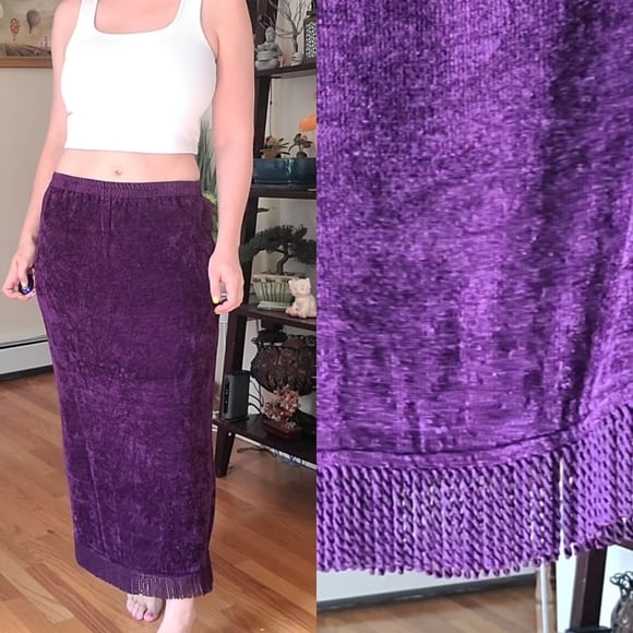 Purple chenille fringe skirt - Indigo Moon