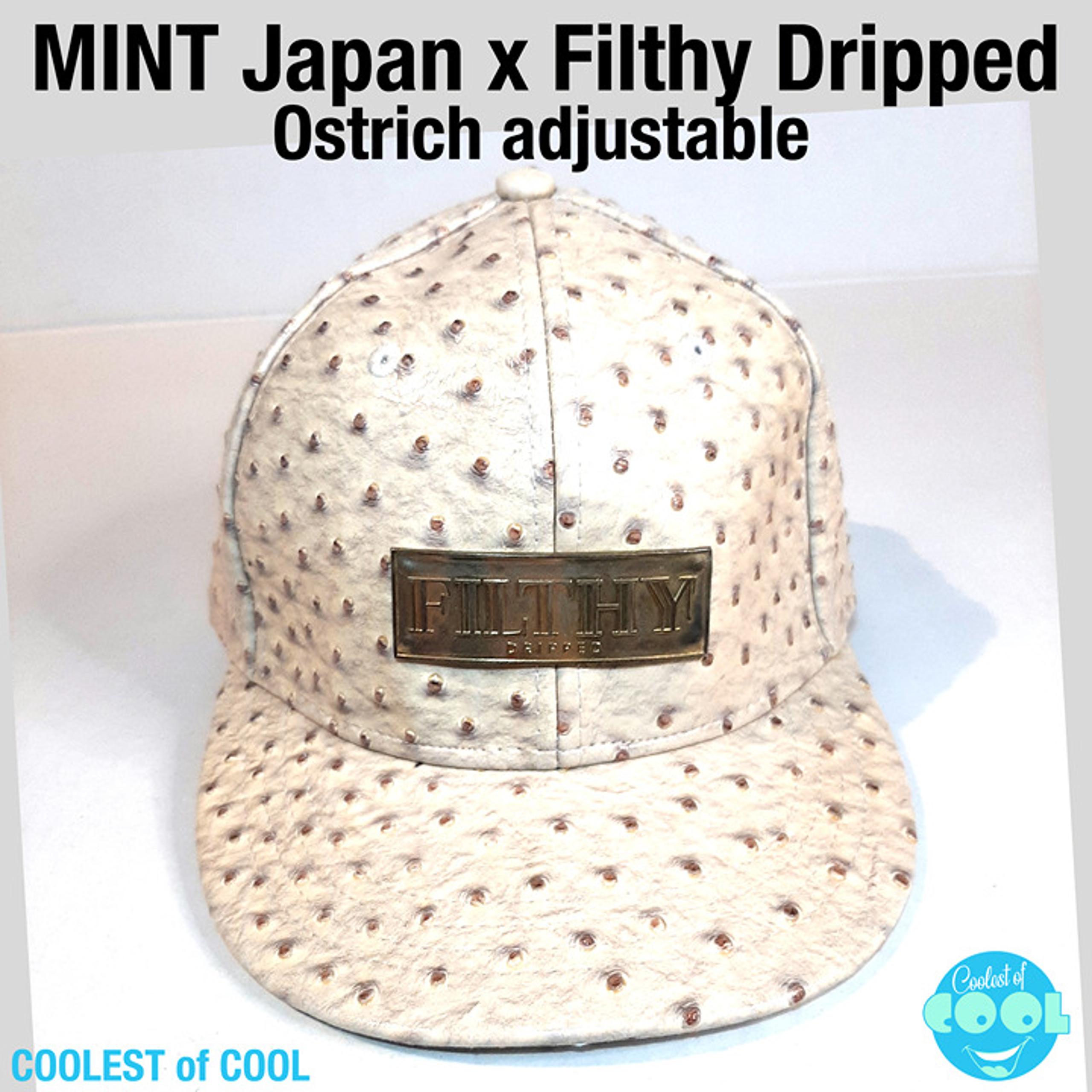rare Mint SF Japan x faux Ostrich skin hat adjustable Brass plate - Filthy Dripped