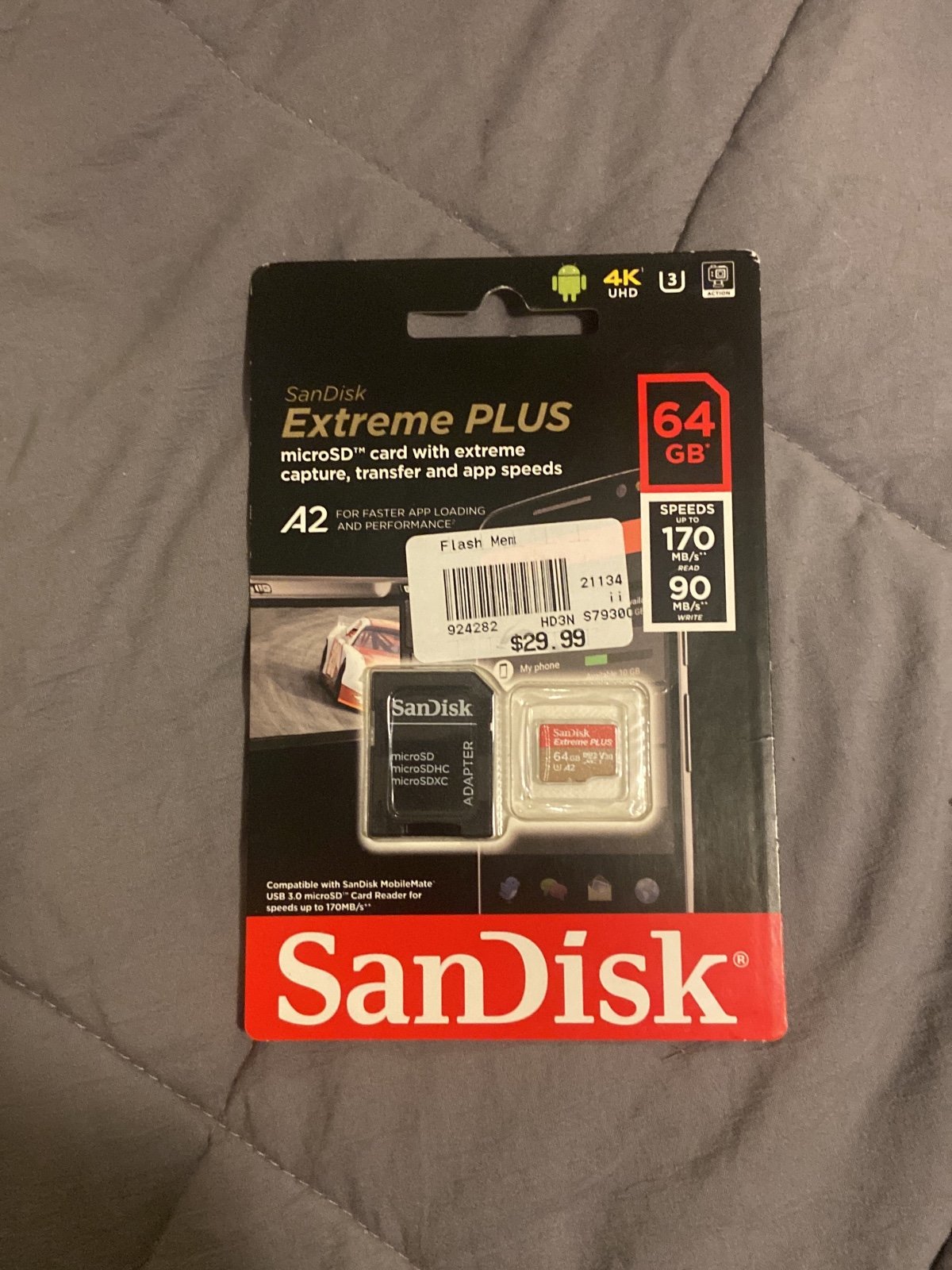 SanDisk Extreme Plus 64 gb microSD 170 MB/s 90 MB/s