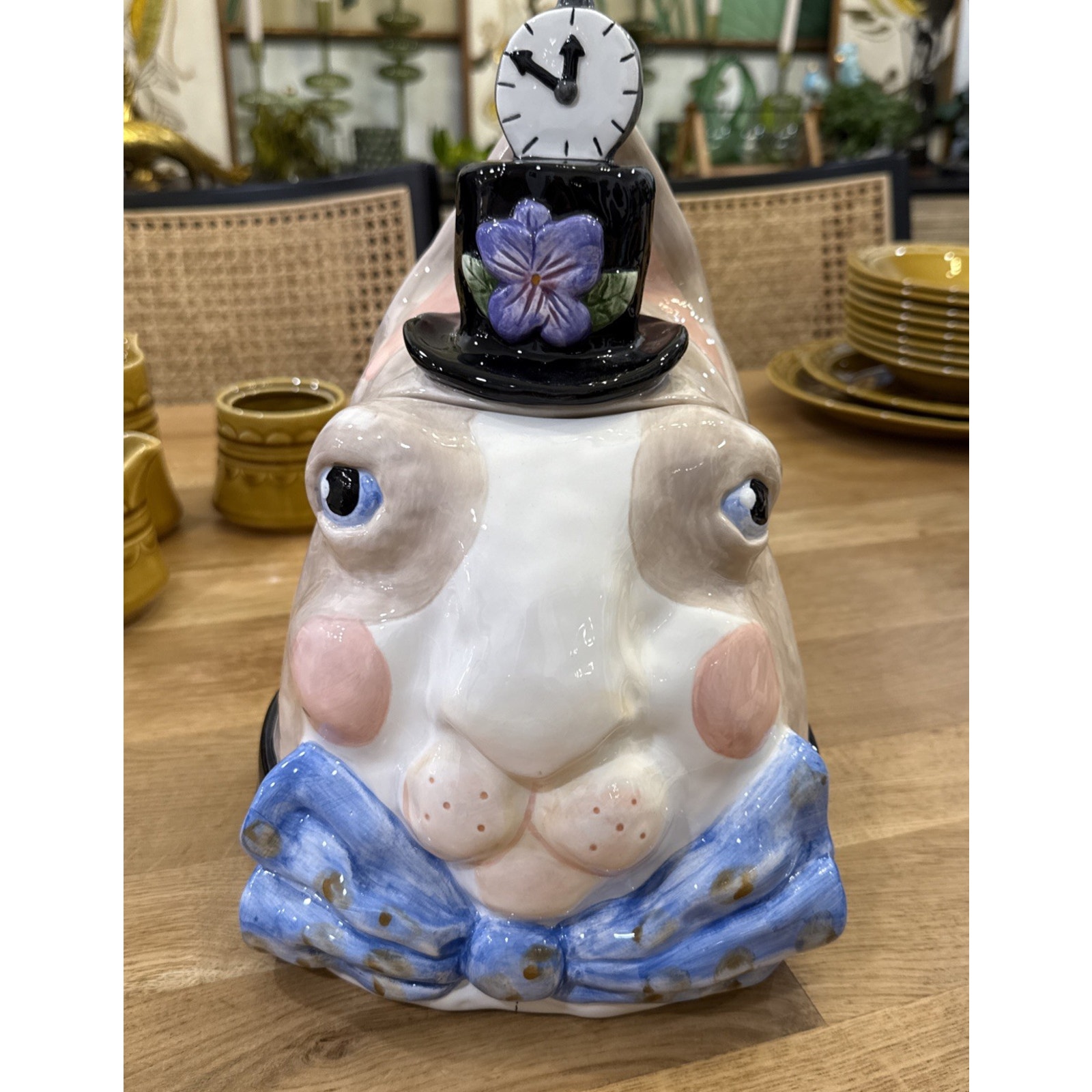 Department 56 Alice in Wonderland rabbit cookie jar designed by Sharon Bloom