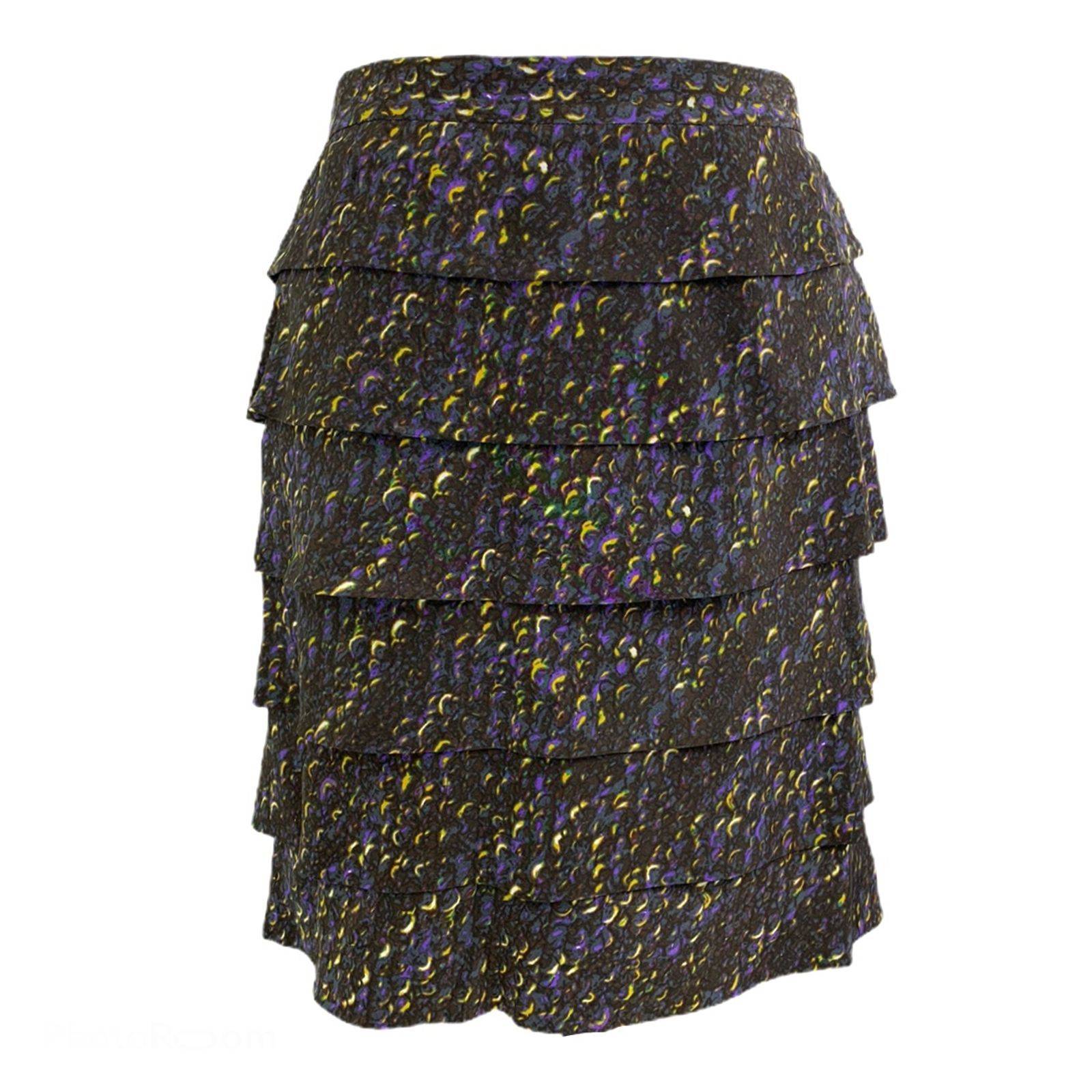 Tory Burch Silk Tiered Florence Skirt 8