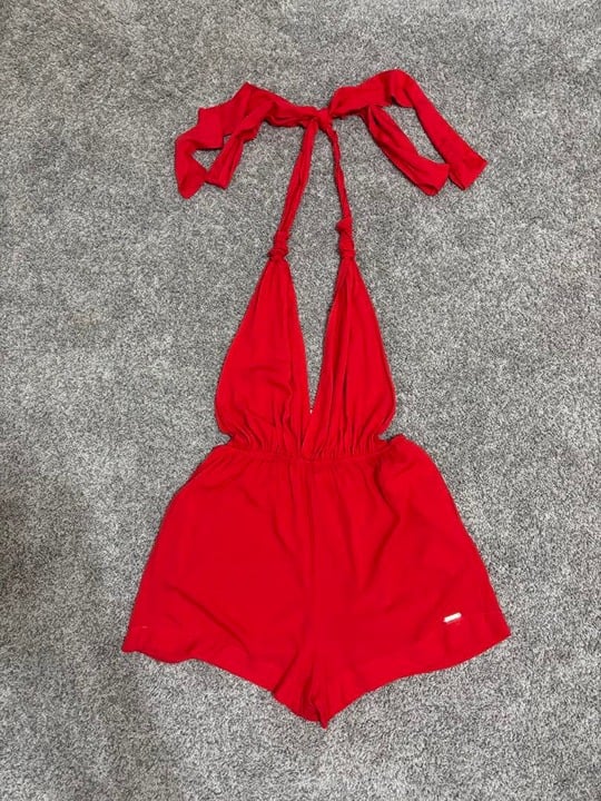 Brand New with Tags a Red Amiani Backless Halter Romper Size M