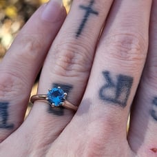 Antique Teal Blue Sapphire 10k Solid Gold Engagement Ring Size 5