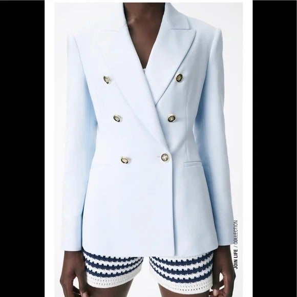 Zara Double Breasted Balmain Style Blazer Jacket Women's Size XS
