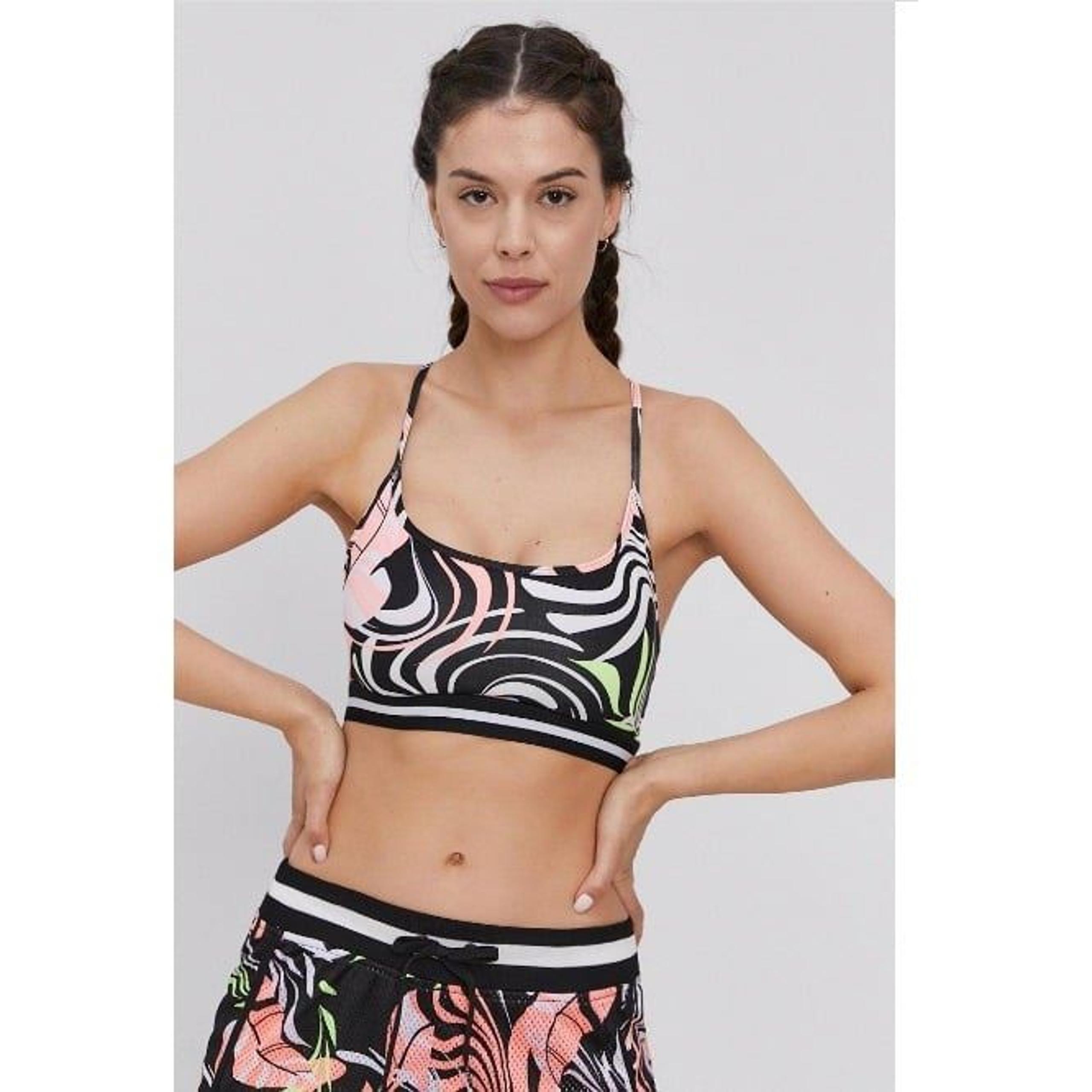 DKNY Womens Dizzy Printed Racerback Medium Impact Sports Bra Size L