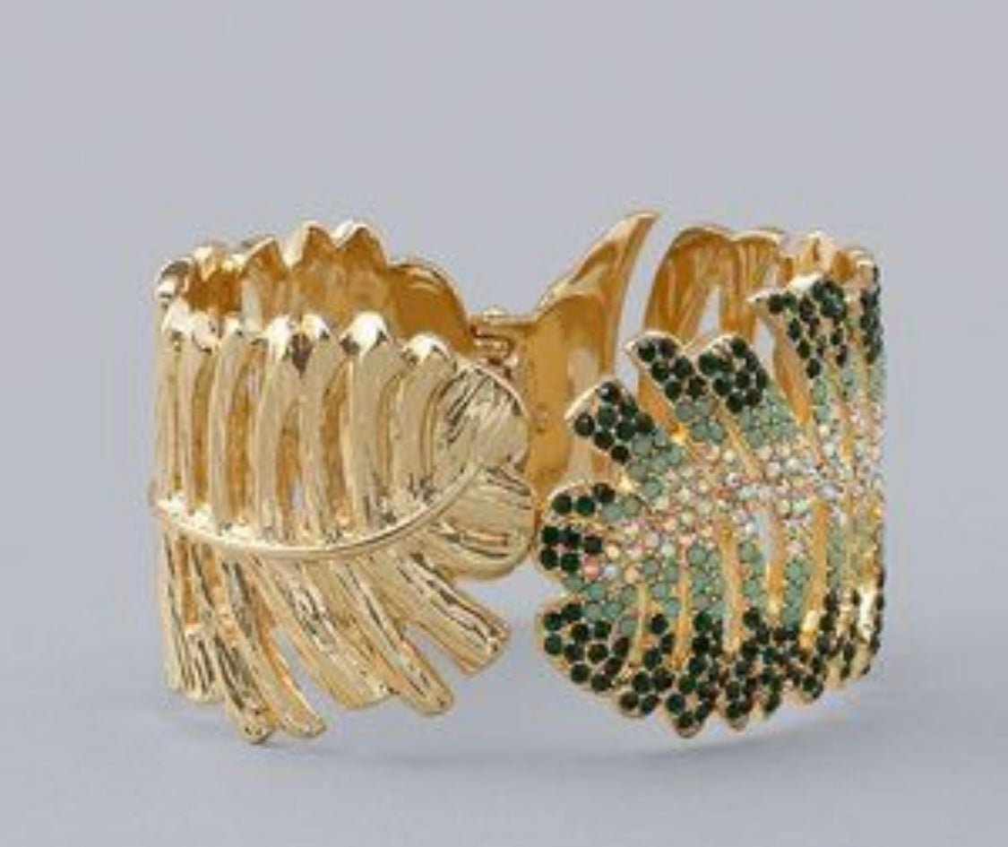 NWT - WHBM Jeweled Palm Leaf Cuff Bracelet