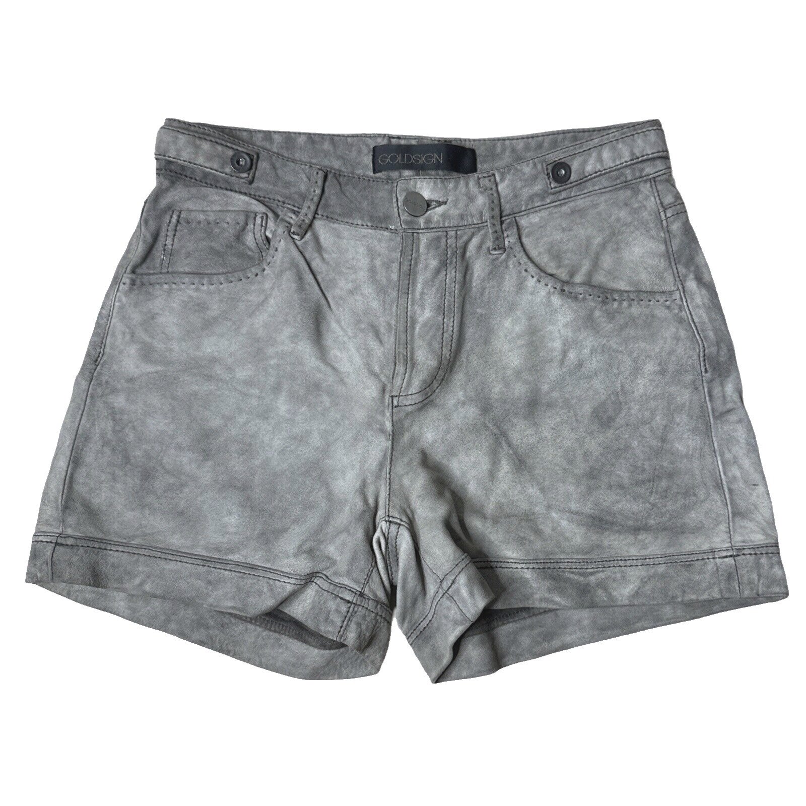 Goldsign Shorts Womens 2 25 Gray Cloud 100% Lambskin Leather Casual Going Out