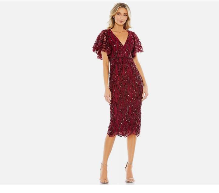 Mac Duggal 68013 - Butterfly Sleeve Sequin Cocktail Dress