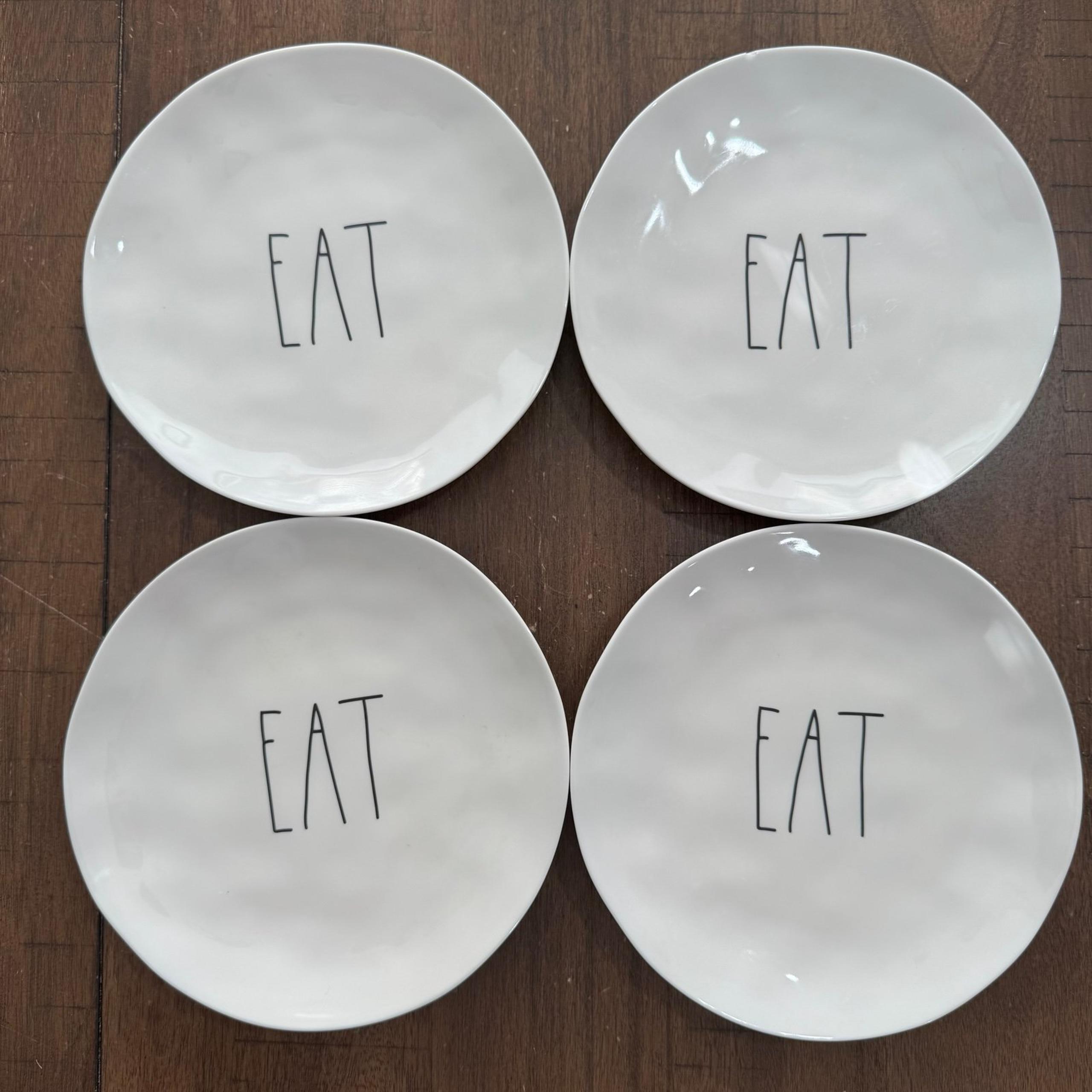 4 RAE DUNN Artisan Collection by Magenta “EAT” Melamine Plates 8” *read*