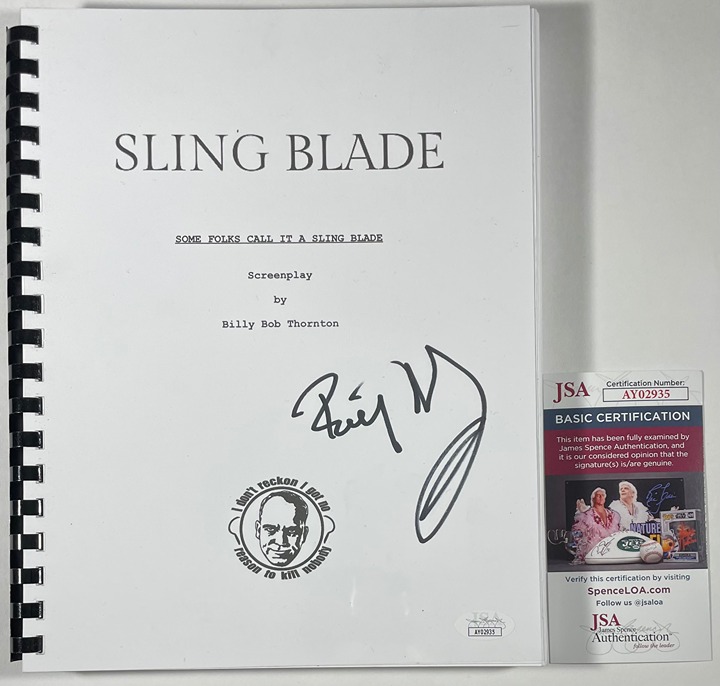 Billy Bob Thornton Signed Sling Blade Complete Movie Script A Autograph JSA COA