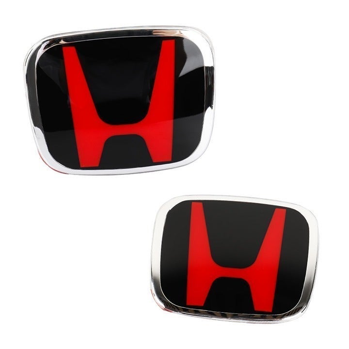 2pcs Front and Rear Black/Red Honda Emblem for 2008-2017 Honda Accord Coupe 2Dr