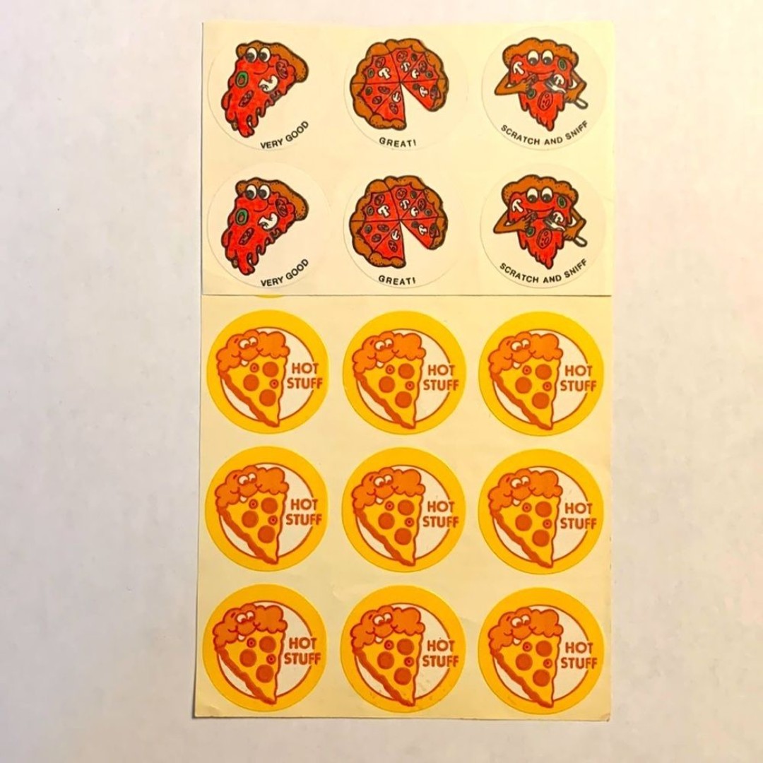 Vintage Scratch & Sniff Pizza Stickers Lot of 15