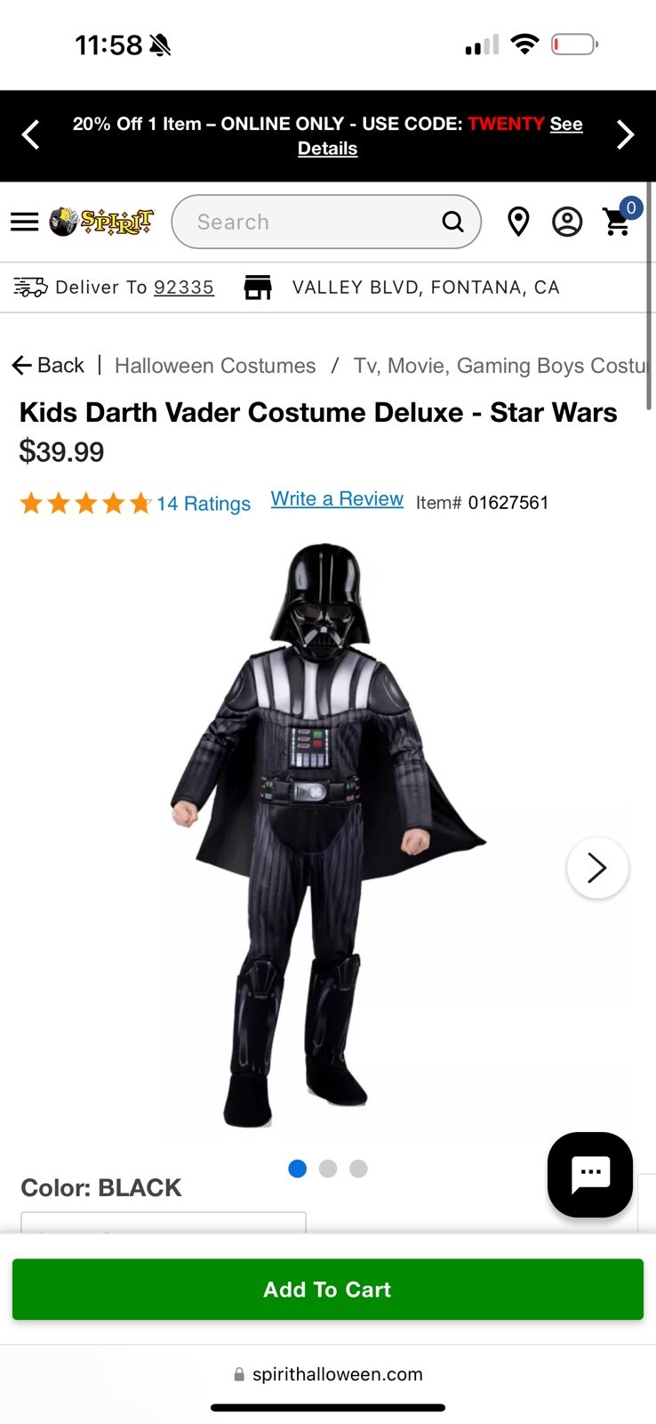 kids darth vader costume