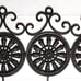 Vintage Cast Iron Metal Black Medallion Wall Hooks Four One-Piece French Country