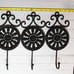 Vintage Cast Iron Metal Black Medallion Wall Hooks Four One-Piece French Country