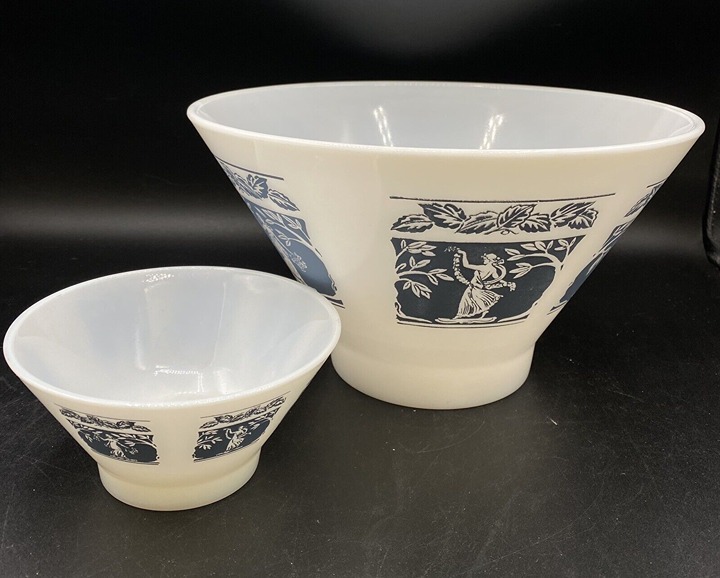 Hazel Atlas Wedgewood Bowl Greek Goddess Design Chip & Dip 10.5 x 6