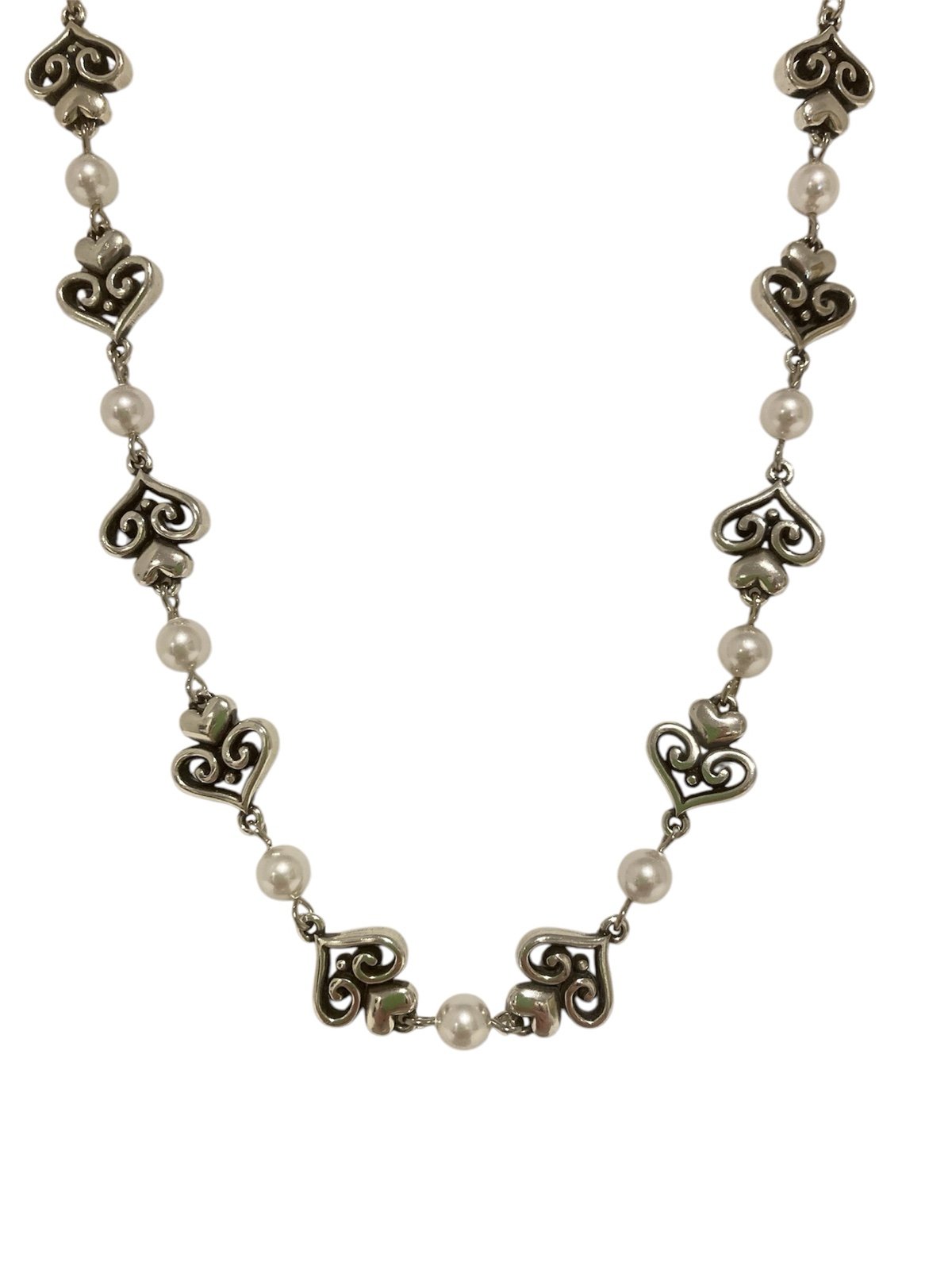 NWT Brighton Alcazar Amor Pearl Necklace - Silver and Pearls