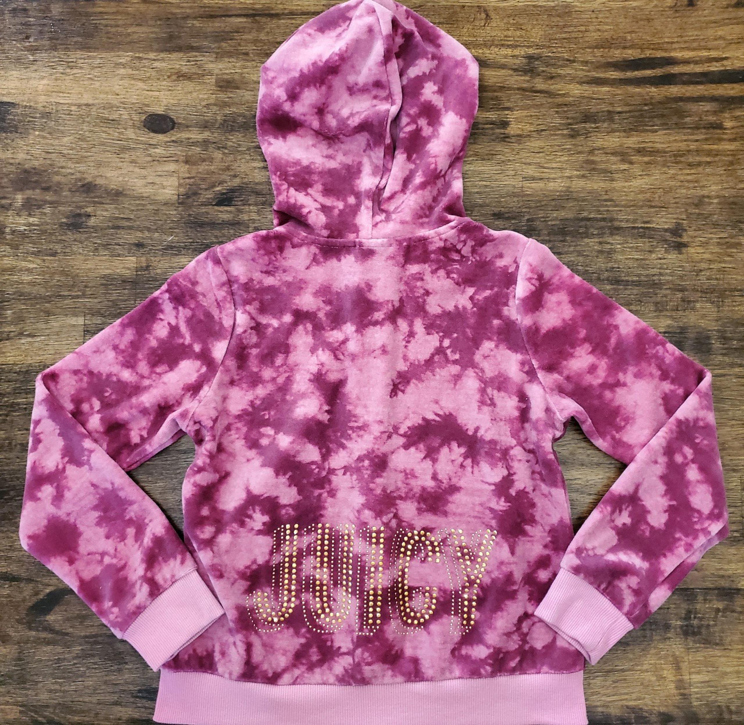 Juicy Couture Girls Pink TieDye Terry Jogger Lightweight Zip Up Jacket, Sz 8/10