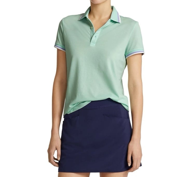 RALPH LAUREN Womens Jersey Polo Shirt April Green Purple White SZ S NWT