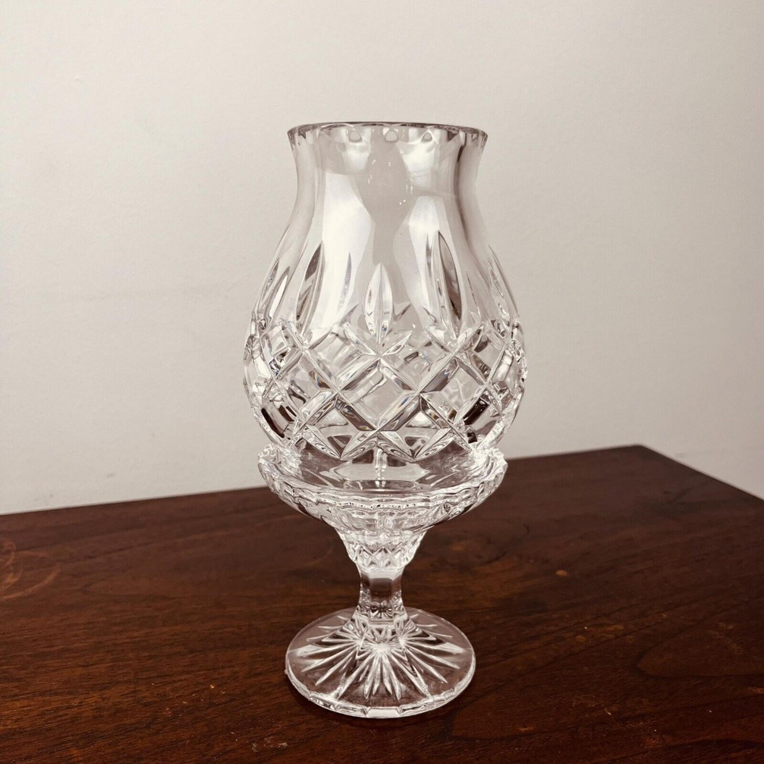 vintage Gorham "King Edward"  Hurricane Lamp 2-piece crystal candle coquette