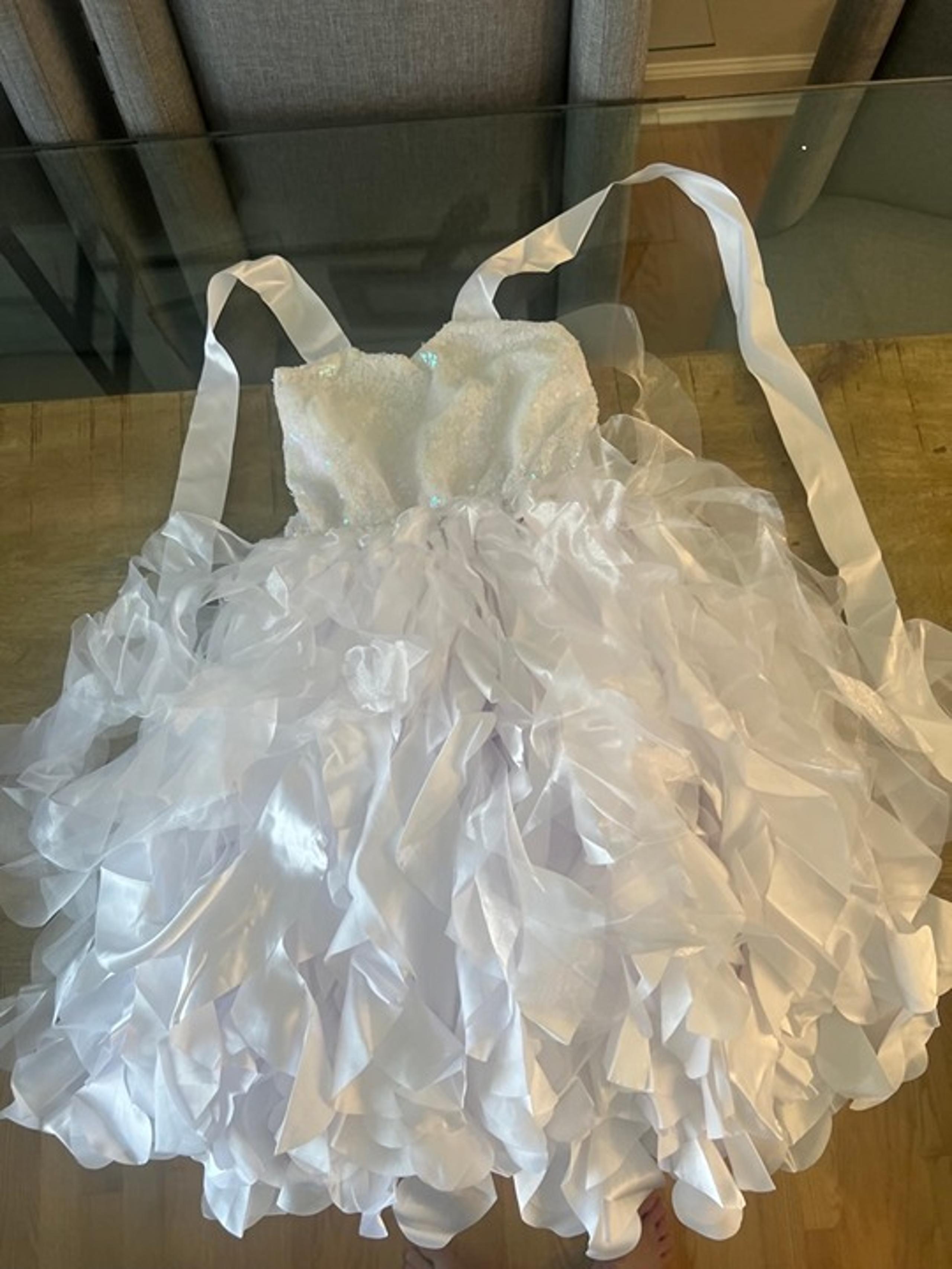 Beautiful sequin white Dress wedding, flower girl, party, communion dress
