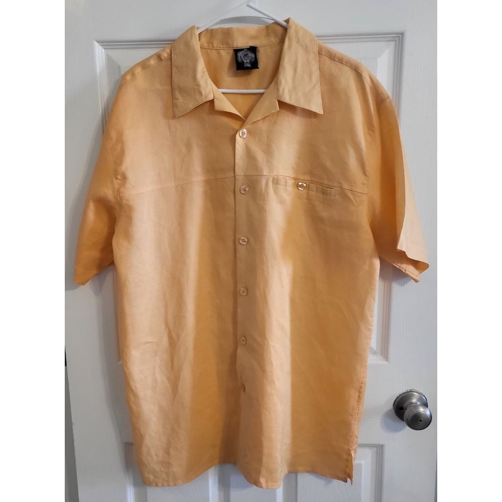Nama Sport Men's 100% Peach Linen Button Up Short Sleeve Beach Size XL Resort